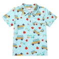 thumbnail image 1 of IBTOM CASTLE Back to School Shirts for Boys First Day of School T-shirt Toddler Kids Short Sleeve Print Summer Casual Tops Clothes 6-7 Years Blue - School Bus, 1 of 8
