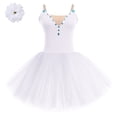 thumbnail image 1 of IBTOM CASTLE Ballet Dance Dress for Women Sleeveless Shiny Rhinestone Decorated Tulle Tutu Skirt Dancewear M White, 1 of 5