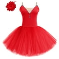 thumbnail image 1 of IBTOM CASTLE Ballet Dance Dress for Women Sleeveless Shiny Rhinestone Decorated Tulle Tutu Skirt Dancewear XL Red, 1 of 5