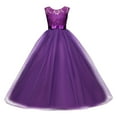thumbnail image 1 of IBTOM CASTLE Big Girl Flower Lace Princess Tulle Long Dress for Kids Prom Formal Pageant Dance Gown 12-13 Years Purple, 1 of 8