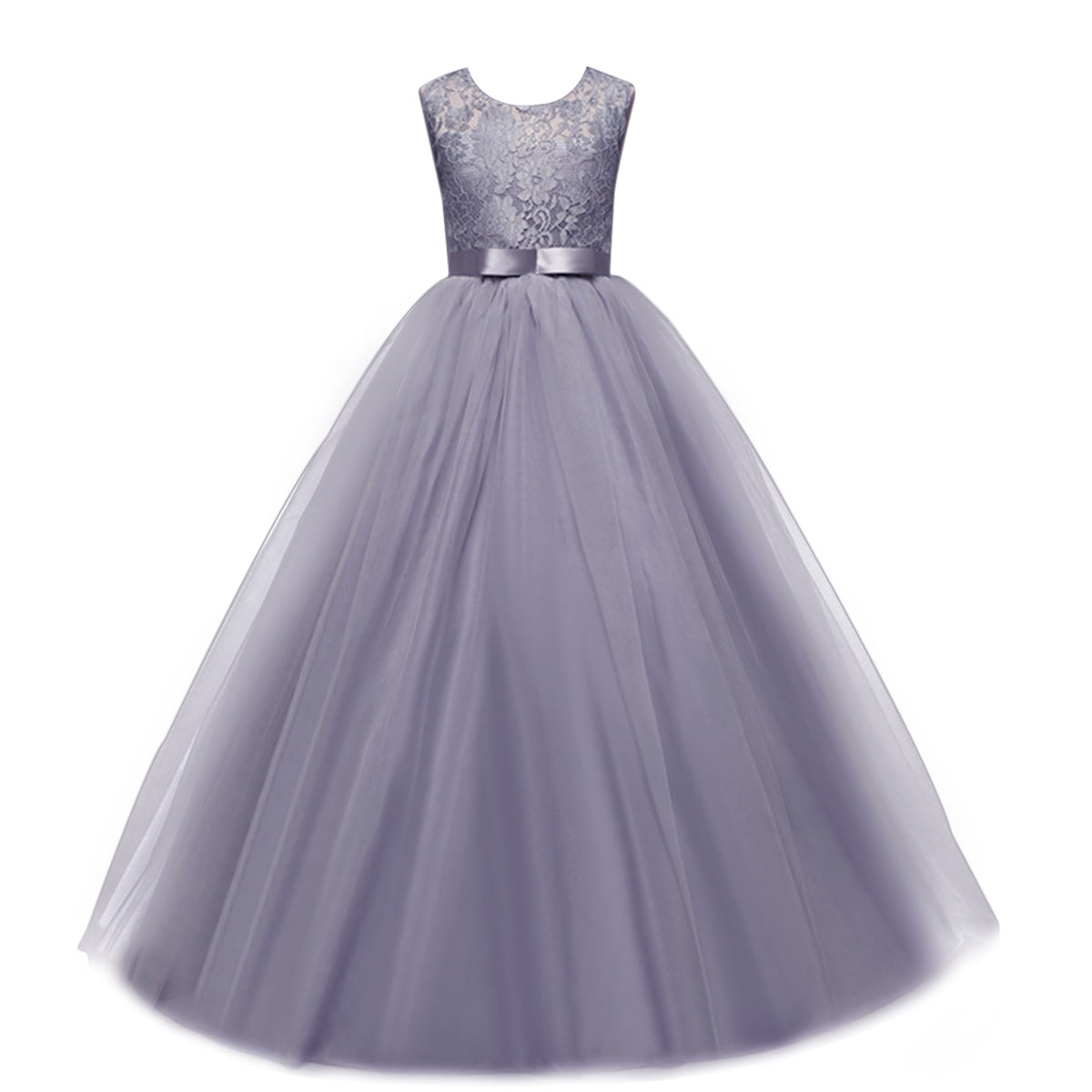 IBTOM CASTLE Big Girl Flower Lace Princess Tulle Long Dress for Kids — free download