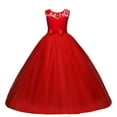 thumbnail image 1 of IBTOM CASTLE Big Girl Flower Lace Princess Tulle Long Dress for Kids Prom Formal Pageant Dance Gown 9-10 Years Red, 1 of 8