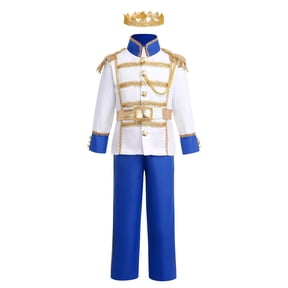 IBTOM CASTLE Boys Prince Charming Costume Halloween Cosplay Dress up Birthday Party Medieval Royal Prince Outfits for Toddler Child 3-4 Years Blue 4pcs