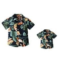 thumbnail image 1 of IBTOM CASTLE Daddy and Me Matching Outfits Hawaiian Father and Son Matching Shirts for family Photoshoot Summer Men Boys Father's Day Tops L Navy Blue Leaves, 1 of 3