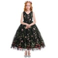 thumbnail image 1 of IBTOM CASTLE Embroidery Flower Girl Lace Dress for Kids Wedding Pageant Party First Communion Dresses Princess Bridesmaid Maxi Gown 6-7 Years Black, 1 of 9