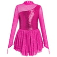 thumbnail image 1 of IBTOM CASTLE Figure Skating Dress for Girls Long Sleeve Mesh Sequin Rhinestones Ice Skating Dress Ballet Competition Dancewear 7-8 Years Hot Pink, 1 of 8