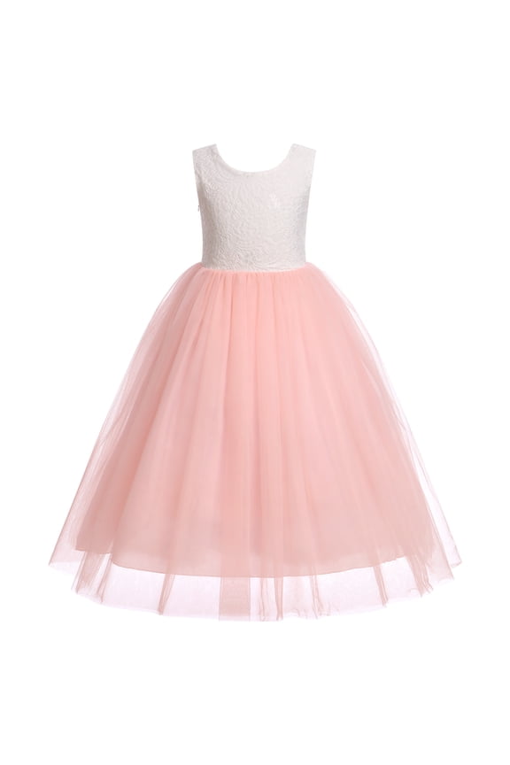 Flower Girl Dress Princess Sleeveless Floral Embroidered Kids Summer Wedding Pageant Birthday Party Tutu Tulle Dress 13-14 Years Pink