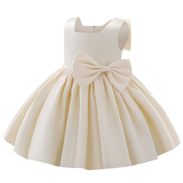 IBTOM CASTLE Flower Girl Dress Satin Bowknot Tutu Wedding Bridesmaid