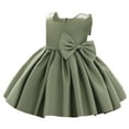 thumbnail image 1 of IBTOM CASTLE Flower Girl Dress Satin Bowknot Tutu Wedding Bridesmaid Christening Pageant Birthday Party Evening Prom Gown 5-6 Years Green, 1 of 9