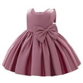 thumbnail image 1 of IBTOM CASTLE Flower Girl Dress Satin Bowknot Tutu Wedding Bridesmaid Christening Pageant Birthday Party Evening Prom Gown 8-9 Years Bean Pink, 1 of 9