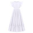 thumbnail image 1 of IBTOM CASTLE Flower Girl Flowy Ruffle Chiffon Trim A-Line Dress for Kid Wedding Junior Bridesmaid Communion Party Pageant Maxi Belted Gown 11-12 Years White, 1 of 8