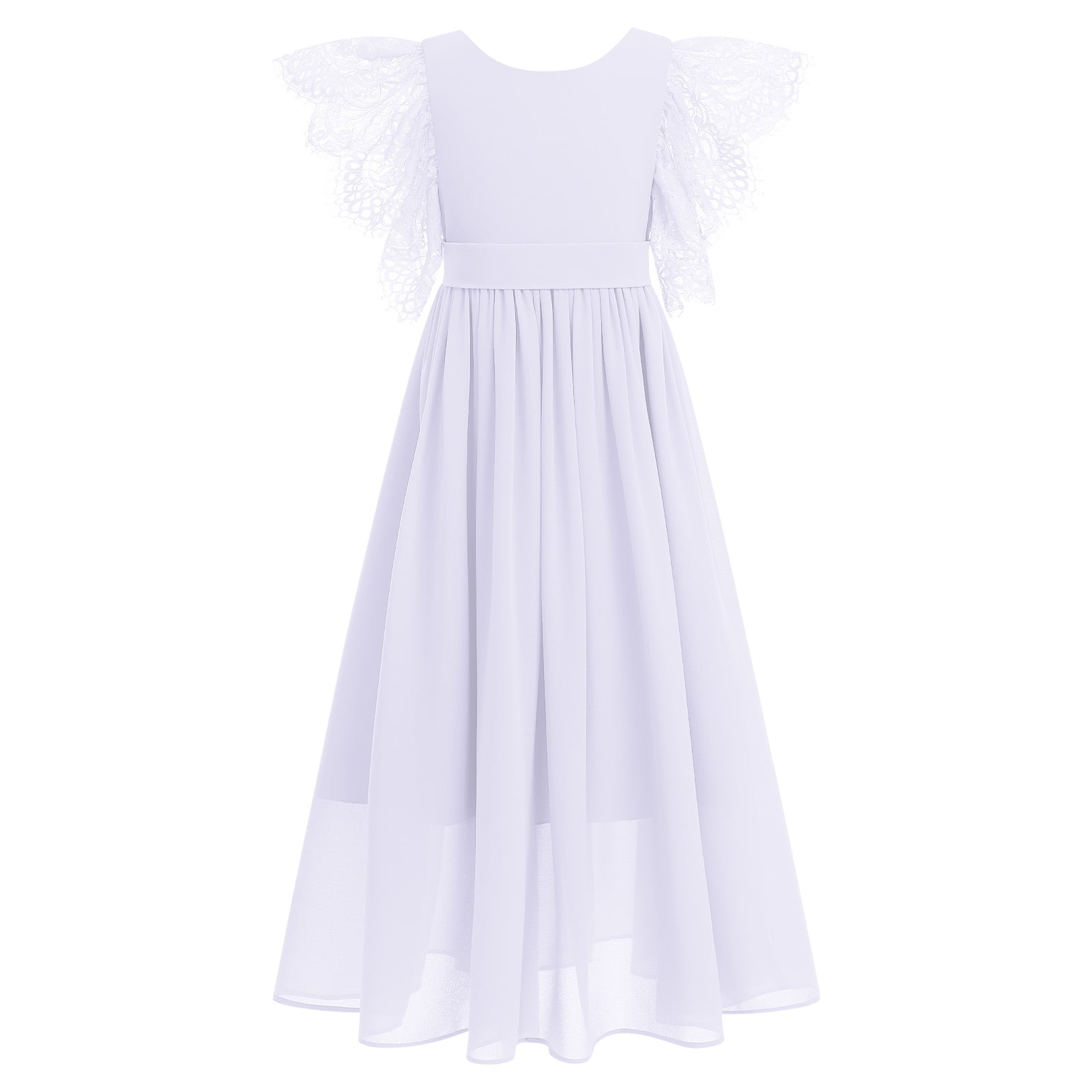 IBTOM CASTLE Flower Girl Flowy Ruffle Chiffon Trim ALine Dress for Kid