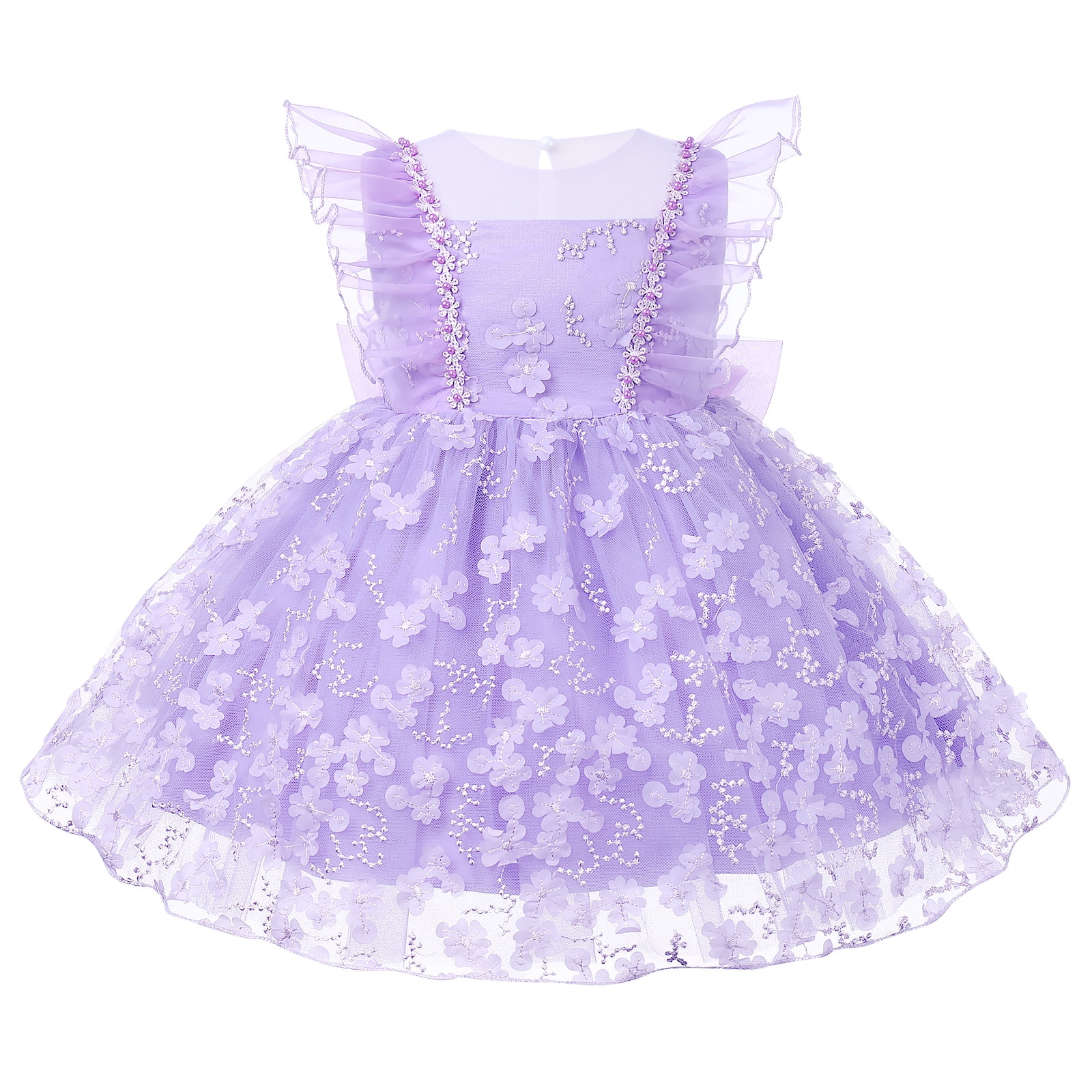 IBTOM CASTLE Flower Girl Flutter Bowknot Tutu Dress for Infant Toddler
