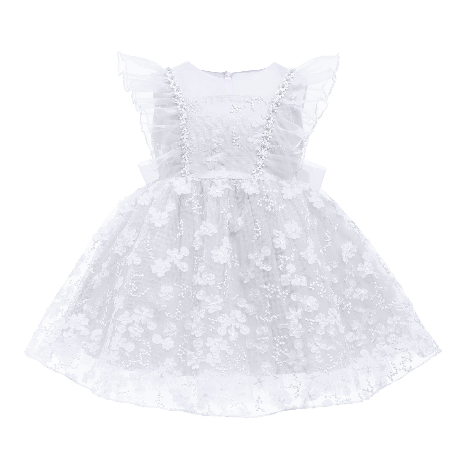 Toddler White Tutu Dress with Bows main image 1
