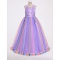 thumbnail image 1 of IBTOM CASTLE Flower Girl Formal Maxi Wedding Dress Floral First Communion Easter Ball Gown Tween Pageant Junior Bridesmaid Dresses Rainbow Purple, 1 of 7