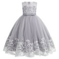thumbnail image 1 of IBTOM CASTLE Flower Girl Lace Dress for Kids Wedding Bridesmaid Pageant Party Formal Long Maxi Gown Princess Communion Tulle Bow Dresses 5-6 Years Gray, 1 of 8
