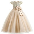 thumbnail image 1 of IBTOM CASTLE Flower Girl Sequin Lace Dress for Kids Wedding First Communion Princess Pageant Formal Party Long Maxi Gowns 5-6 Years Champagne, 1 of 8