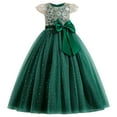 thumbnail image 1 of IBTOM CASTLE Flower Girl Sequin Lace Dress for Kids Wedding First Communion Princess Pageant Formal Party Long Maxi Gowns 6-7 Years Green, 1 of 8