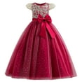thumbnail image 1 of IBTOM CASTLE Flower Girl Sequin Lace Dress for Kids Wedding First Communion Princess Pageant Formal Party Long Maxi Gowns 9-10 Years Red, 1 of 8