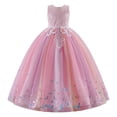 thumbnail image 1 of IBTOM CASTLE Flower Girl Sparkly Sequins Shiny Butterfly Formal Wedding Tulle Dress Junior Pageant First Communion Easter Princess Party Birthday Ball Gown 3T Rainbow powder, 1 of 7