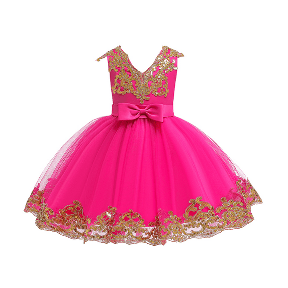IBTOM CASTLE Flower Girl Tutu Tulle Dress Little Big Princess Wedding Bridesmaid Party Communion Formal Short Gown for Kids 10-11 Years Hot Pink