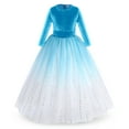 thumbnail image 1 of IBTOM CASTLE Flower Girl Velvet Floral Gradient Sequins Dress for Kids Wedding Bridesmaid Pageant Communion Formal Princess Puffy Gown 11-12 Years Sky Blue Sequins, 1 of 8