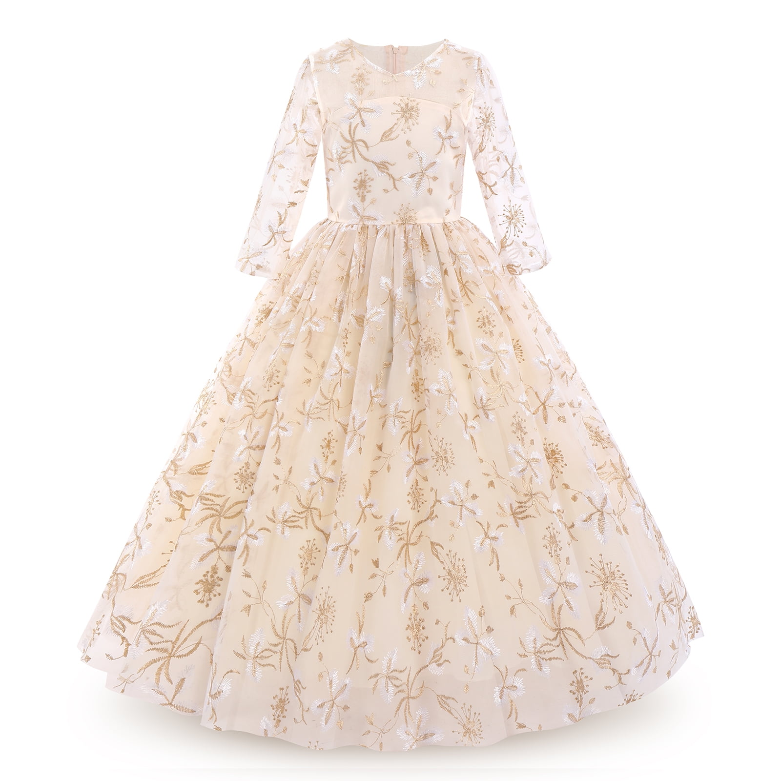 Robe De Soirée Cachet Dentelle Brodée Paillettes Argent - Taille 6 - Manches 3/4 - Neuf Avec étiquettes