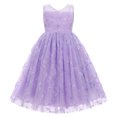 thumbnail image 1 of IBTOM CASTLE Flower Girls Dress for Wedding Round Neck Sleeveless Floral Embroidered Ruffle Tulle Dress Birthday Party Princess Pageant Gown with Bowknot 13-14 Years Purple, 1 of 7