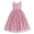 thumbnail image 1 of IBTOM CASTLE Flower Girls Dress for Wedding Round Neck Sleeveless Floral Embroidered Ruffle Tulle Dress Birthday Party Princess Pageant Gown with Bowknot 3-4 Years Pink, 1 of 7
