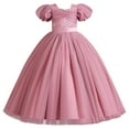 thumbnail image 1 of IBTOM CASTLE Flower Girls Sequin Lace-up Bow Dress for Kid Wedding Bridesmaid Pageant Party Formal Long Gown Communion Tulle Dresses 5-6 Years Dusty Pink, 1 of 8