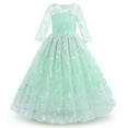 thumbnail image 1 of IBTOM CASTLE Flower Girls Dress Vintage Floral Lace Embroidered 3/4 Sleeves Maxi Dresses Wedding Princess Party Communion Evening Formal Dance Gown 3-4 Years Green, 1 of 8