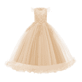 thumbnail image 1 of IBTOM CASTLE Flower Little Big Girls Maxi Dress Bridesmaid Wedding Pageant Party Princess Communion Floral Boho Vintage Lace Dance Gown 11-12 Years Champagne, 1 of 8