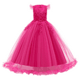 thumbnail image 1 of IBTOM CASTLE Flower Little Big Girls Maxi Dress Bridesmaid Wedding Pageant Party Princess Communion Floral Boho Vintage Lace Dance Gown 6-7 Years Hot Pink, 1 of 8