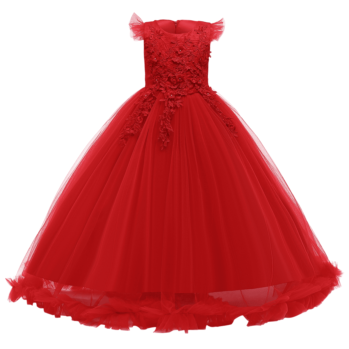 Ibtom Castle Girls Red Maxi Dress, Bridesmaid Wedding Pageant