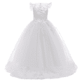 thumbnail image 1 of IBTOM CASTLE Flower Little Big Girls Maxi Dress Bridesmaid Wedding Pageant Party Princess Communion Floral Boho Vintage Lace Dance Gown 6-7 Years White, 1 of 8