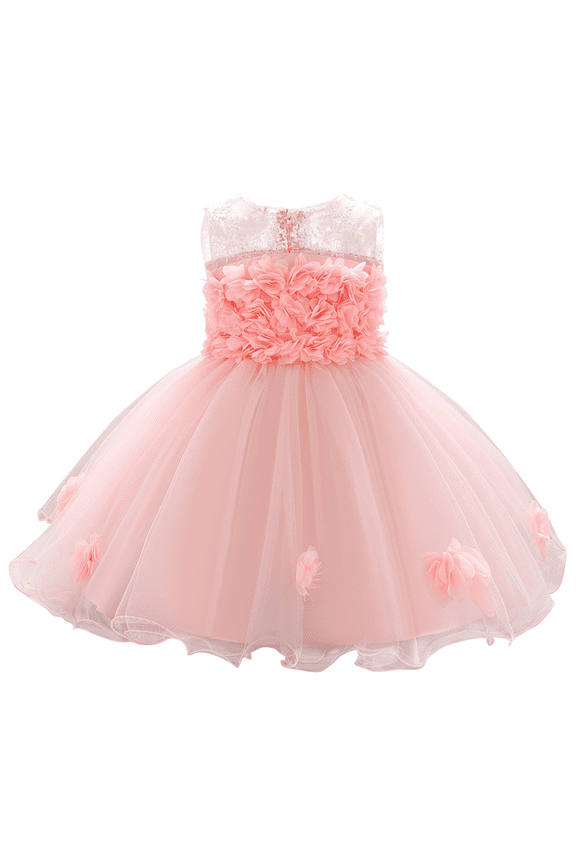 Flower Pageant Peplum Tutu Dress for Baby Girl Baptism Formal Party Wedding Pageant Dance Short Gown 12-18 Months Light Pink