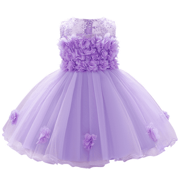 IBTOM CASTLE Flower Pageant Peplum Tutu Dress for Baby Girl Baptism Formal Party Wedding Pageant Dance Short Gown 12-18 Months Light Purple