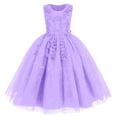 thumbnail image 1 of IBTOM CASTLE Flowers Girls Tulle Lace Dress for Kids Wedding Bridesmaid Pageant Birthday Party Communion Formal Princess Prom Maxi Gown 11-12 Years Light Purple, 1 of 8