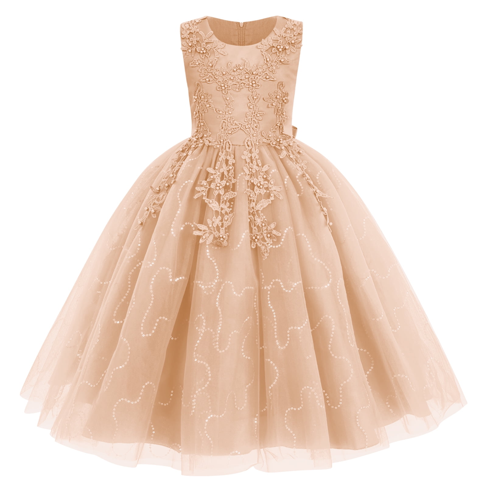 IBTOM CASTLE Flowers Girls Tulle Lace Dress for Kids Wedding Bridesmaid ...