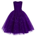thumbnail image 1 of IBTOM CASTLE Flowers Girls Tulle Lace Dress for Kids Wedding Bridesmaid Pageant Birthday Party Communion Formal Princess Prom Maxi Gown 7-8 Years Dark Purple, 1 of 8