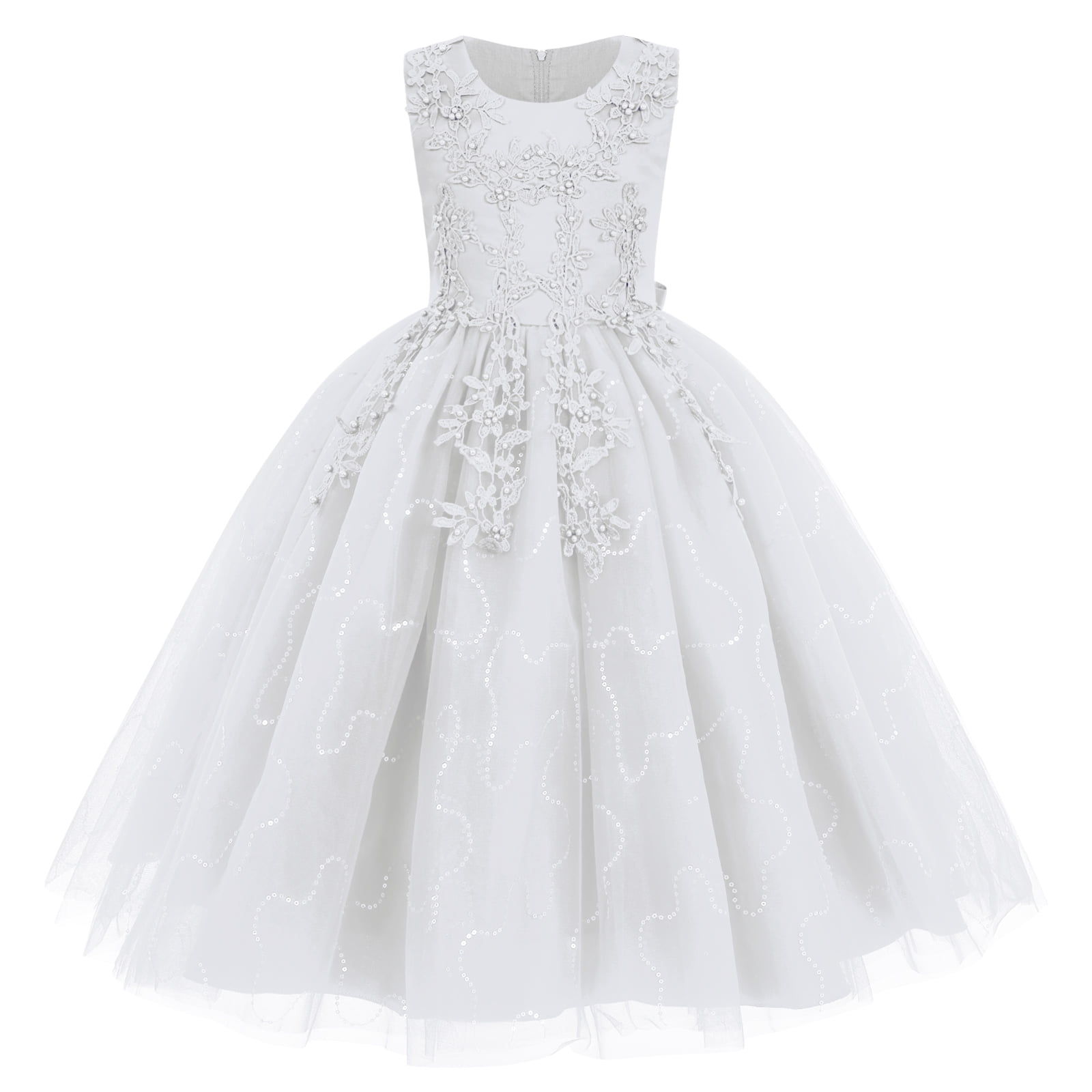 IBTOM CASTLE Flowers Girls Tulle Lace Dress for Kids Wedding Bridesmaid ...