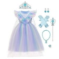 thumbnail image 1 of IBTOM CASTLE Girl Princess Ice Queen Elsa Fancy Dress Up Carnival Cosplay Costume Sequin Snowflake Colorful Tulle Tutu Halloween Christmas Birthday Party Outfit 6-7 Years Blue, 1 of 8