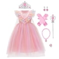 thumbnail image 1 of IBTOM CASTLE Girl Princess Ice Queen Elsa Fancy Dress Up Carnival Cosplay Costume Sequin Snowflake Colorful Tulle Tutu Halloween Christmas Birthday Party Outfit 8-9 Years Pink, 1 of 8