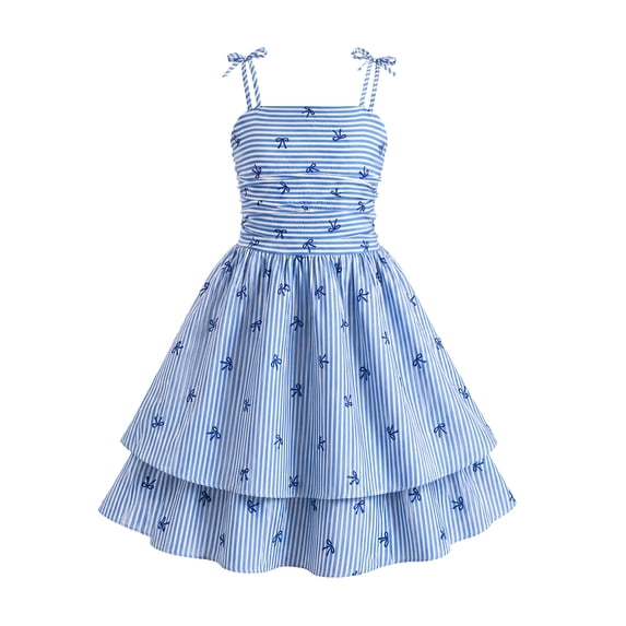 IBTOM CASTLE Girl Summer Smocked Dress Teen Graduation School Prom Frock Tween Wedding First Communion Junior Homecoming Dress 10 Years Blue