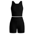 thumbnail image 1 of IBTOM CASTLE Girls 2 Piece Tennis Outfit Tank Top Shorts Set Backless Crop Tank Top Crossover Tummy Control Shorts Yoga Workout Activewear with Side Pockets 黑色, 1 of 7