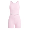 thumbnail image 1 of IBTOM CASTLE Girls 2 Piece Tennis Outfit Tank Top Shorts Set Backless Crop Tank Top Crossover Tummy Control Shorts Yoga Workout Activewear with Side Pockets 9-10 Years 浅粉色, 1 of 7