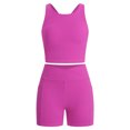 thumbnail image 1 of IBTOM CASTLE Girls 2 Piece Tennis Outfit Tank Top Shorts Set Backless Crop Tank Top Crossover Tummy Control Shorts Yoga Workout Activewear with Side Pockets 玫粉色, 1 of 7