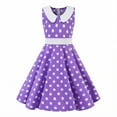 thumbnail image 1 of IBTOM CASTLE Girls 50s Vintage Polka Dot Flower Swing Cape Collar Rockabilly Prom Party Dress Audrey Wedding Formal Cocktail Evening Gown 11-12 Years Purple, 1 of 6