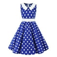 thumbnail image 1 of IBTOM CASTLE Girls 50s Vintage Polka Dot Flower Swing Cape Collar Rockabilly Prom Party Dress Audrey Wedding Formal Cocktail Evening Gown 7-8 Years Blue, 1 of 6
