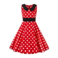 thumbnail image 1 of IBTOM CASTLE Girls 50s Vintage Polka Dot Flower Swing Cape Collar Rockabilly Prom Party Dress Audrey Wedding Formal Cocktail Evening Gown 7-8 Years Red, 1 of 8